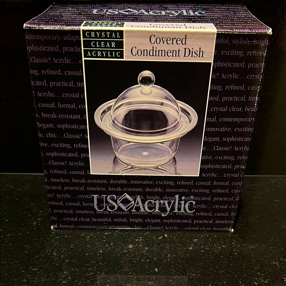 NWT😊US Acrylic Vintage Covered Condiment Dish